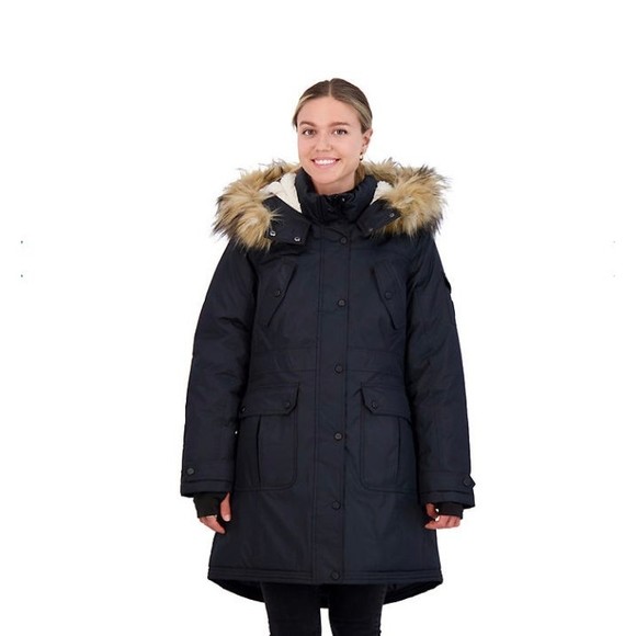 Madden Girl Jackets & Blazers - Junior's madden girl faux fur hooded parka coat jacket size Small black D6